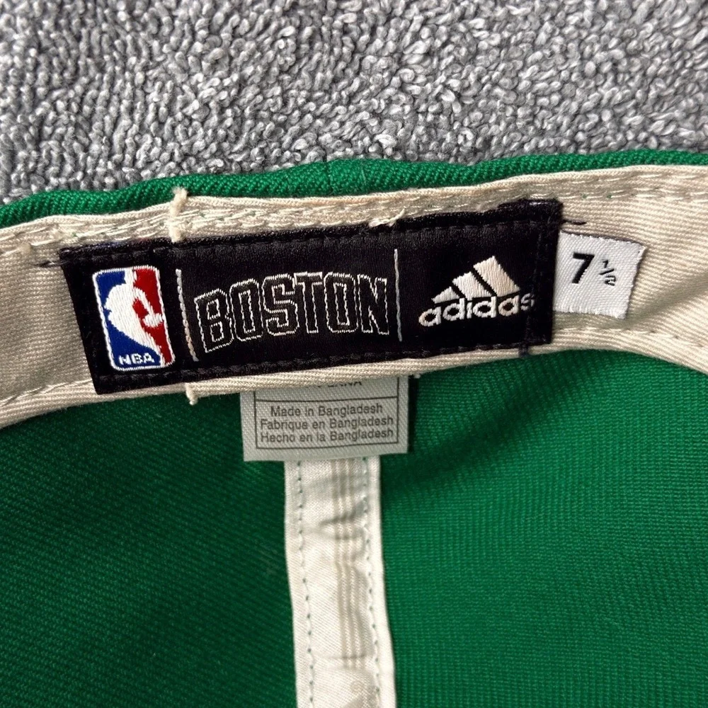 Boston Celtics Adidas Fitted Hat 7 1/2 Green Cream Flat Bill NBA Wool Cap